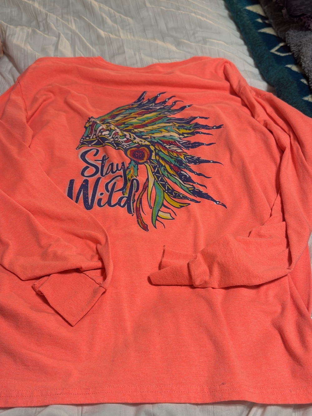Coral 'Stay Wild' Graphic Long Sleeve Top